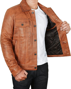 Vintage Trucker Biker Jacket Men, Multi Zing Apparel