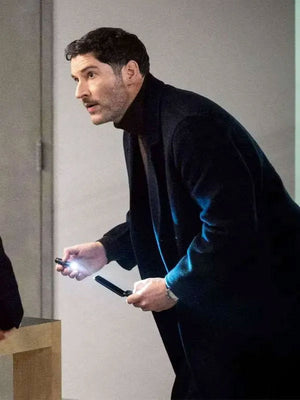 CIA Tom Ellis 2026 Black Trench Coat