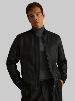 Grained-Black-Leather-Bomber-Jacket