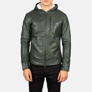 baston-green-hooded-leather-bomber-jacket