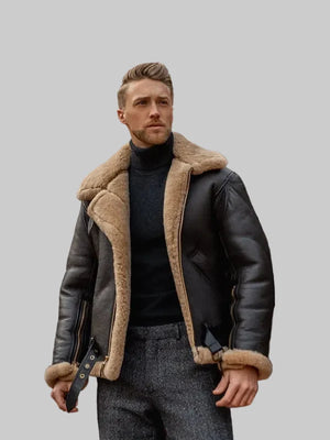 Mens-B3-RAF-Aviator-Sheepskin-Shearling-Leather-Jacket