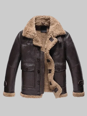 Mens-Sheepskin-Shearling-Dark-Brown-Leather-Jacket