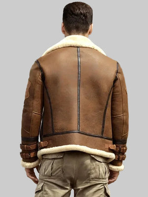 New-Mens-B3-Airforce-Sheepskin-Shearling-Leather-Jacket-Back