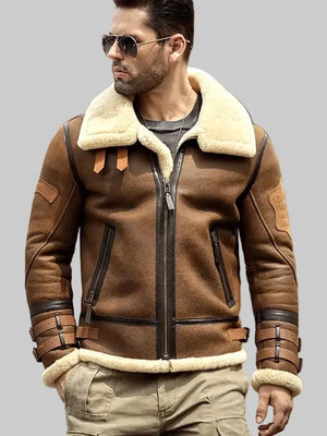 New-Mens-B3-Airforce-Sheepskin-Shearling-Leather-Jacket