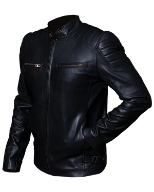 Racer Black Vintage Leather Biker Jacket Sale