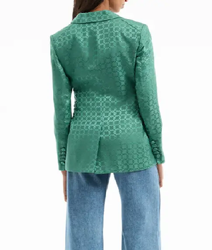 Access Daily 2025 Savannah Chrisley Printed Satin Blazer USA Jackets