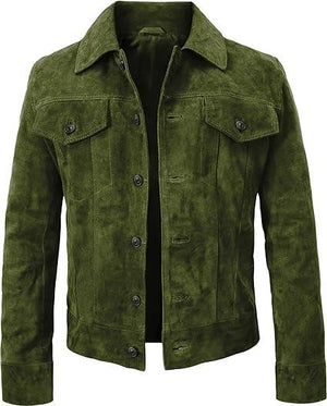 Trucker Suede Leather Jacket, Multi Zing Apparel