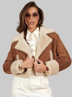 Women-Tan-Suede-Shearling-Jacket-Short-Version-Smooth-Effect
