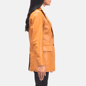 marilyn-tan-brown-leather-blazer