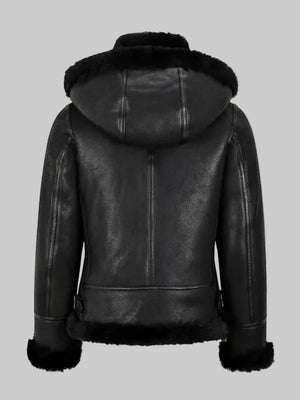 Womens-B3-Bomber-Hooded-Classic-Shearling-Jacket-Black
