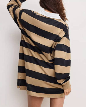 E! News Keltie Knight Beige and Black Striped Polo Mini Dress USA Jackets