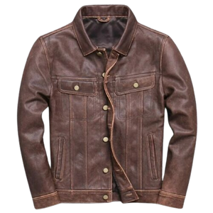 Stylish Slim Biker Jacket Men, Brown Zing Apparel