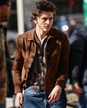 A Complete Unknown Timothee Chalamet Brown Jacket