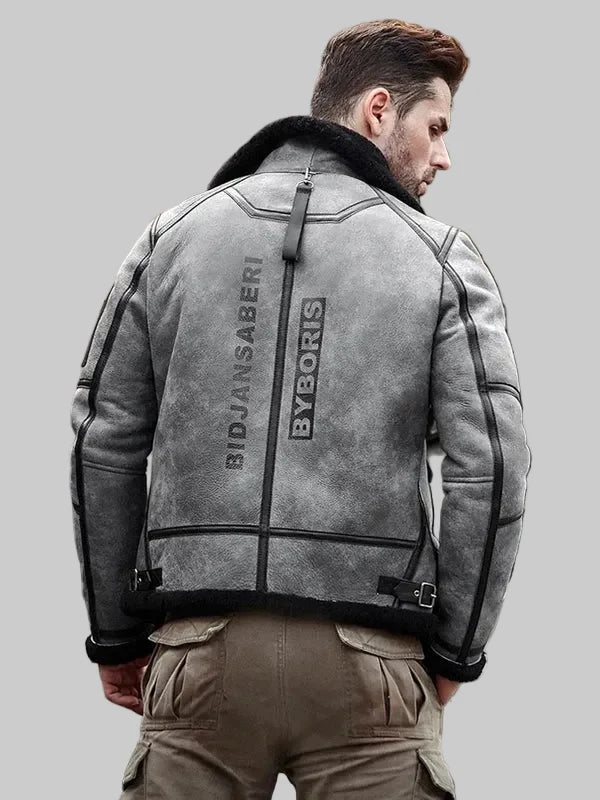 B3-Bomber-Jacket-Grey-Shearling-Jacket-Back