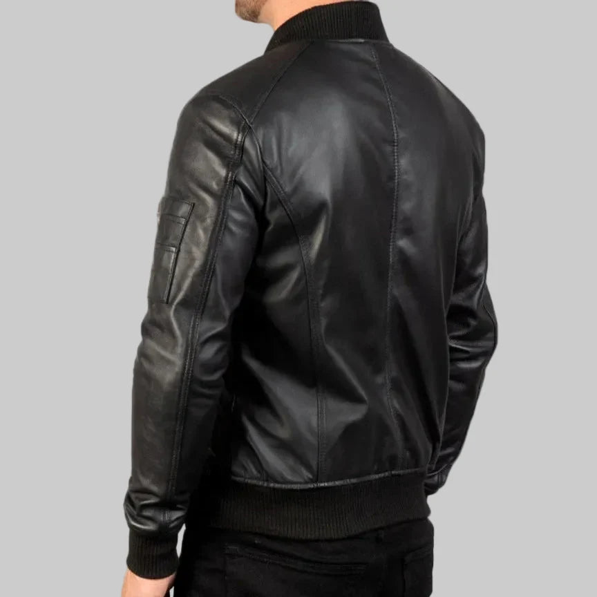 BOMBER-2408-Mush-Black-Leather-Bomber-Jacket-back