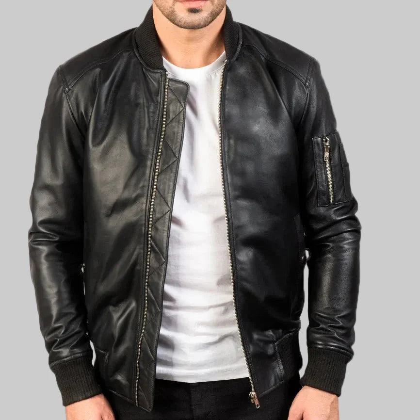 BOMBER-2408-Mush-Black-Leather-Bomber-Jacket