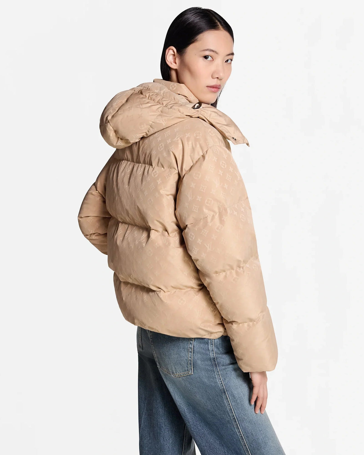 Beige-LouisVuitton-Puffer-Jacket