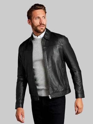 Black-Signature-Leather-Collared-Jacket