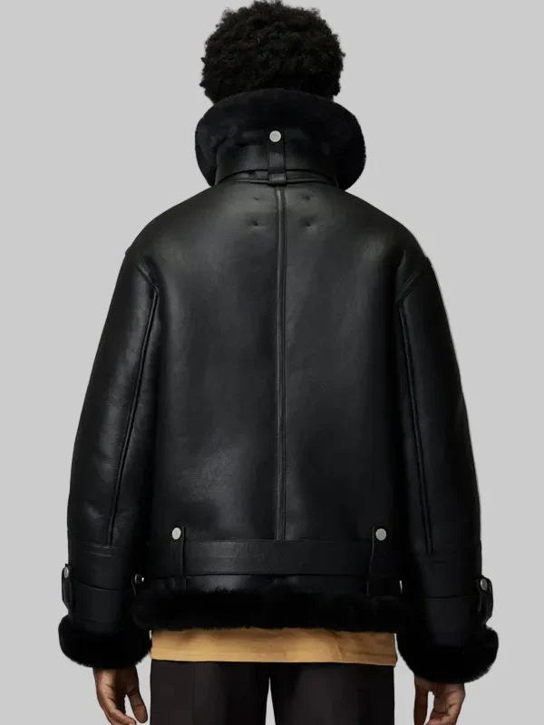 Black-Womens-B3-RAF-Aviator-Styled-Sheepskin-Shearling-Leather-Jacket