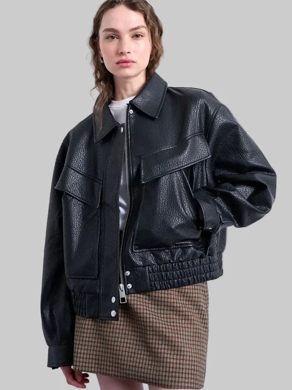 Boxy-Faux-Leather-Bomber-Jacket-Black