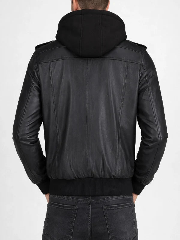 Christian-Mens-Black-Leather-Bomber-Jacket-Back
