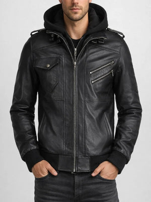 Christian-Mens-Black-Leather-Bomber-Jacket