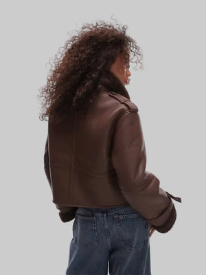 Faux-Leather-Borg-Shearling-Leather-Cropped-Aviator-Jacket-In-Chocolate