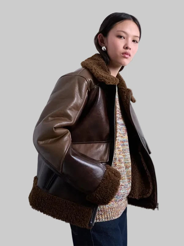 Faux-Shearling-Patchwork-Faux-Leather-Jacket-In-Brown