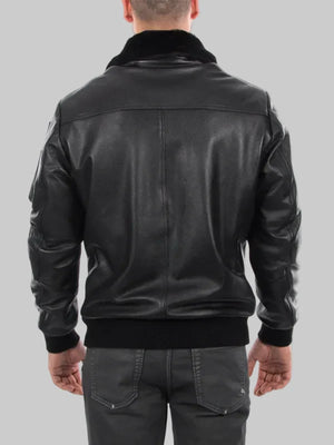 Italian-handmade-Men-Waterproof-ARMY-Bomber-leather-jacket-Black