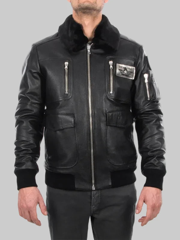 Italian-handmade-Men-Waterproof-ARMY-Bomber-leather-jacket