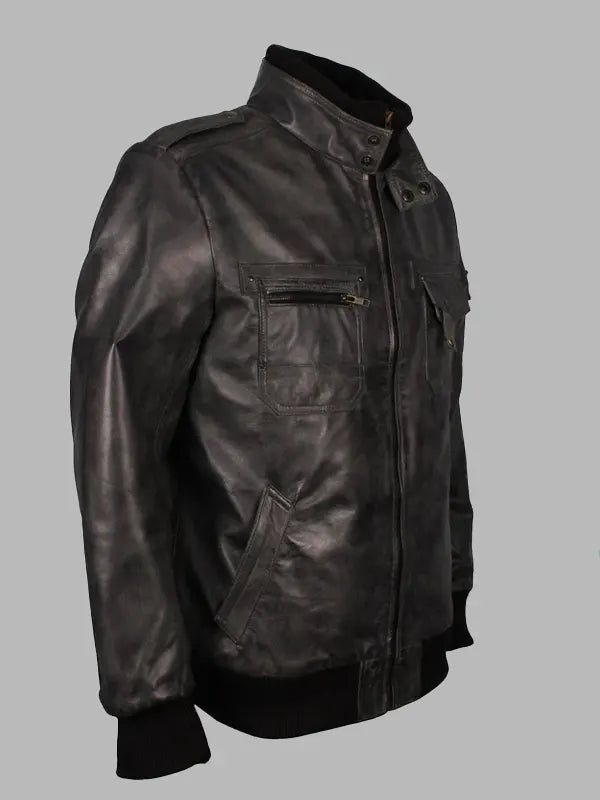 James Black Real Leather Bomber Jacket Buy
