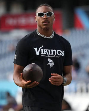 Justin Jefferson Preseason 2025 Black Vikings T-shirt USA Jackets