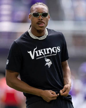 Justin Jefferson Preseason 2025 Black Vikings T-shirt USA Jackets