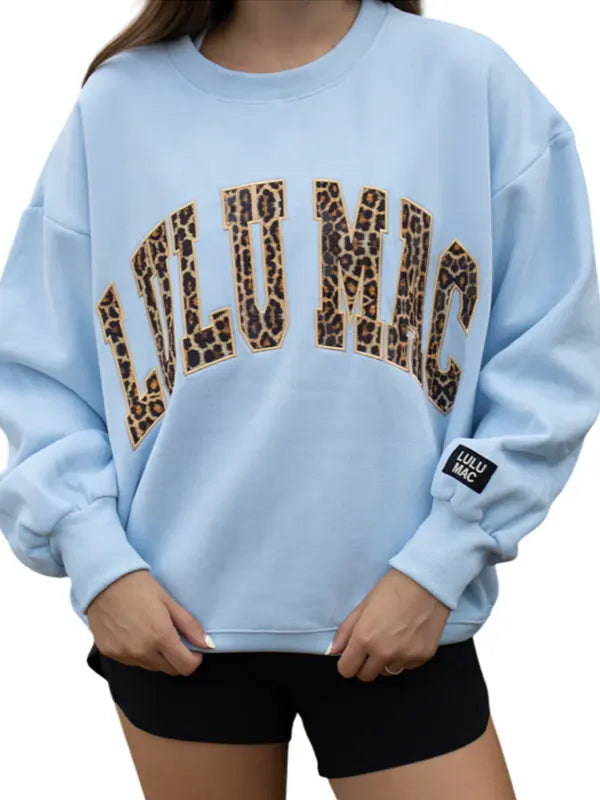 Lulu Mac Sweatshirt Cheetah Print Blue