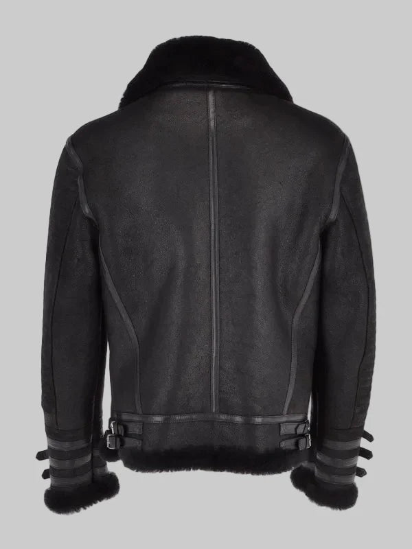 Men-Black-Aviator-Flying-Bomber-Shearling-Leather-Jacket-Back