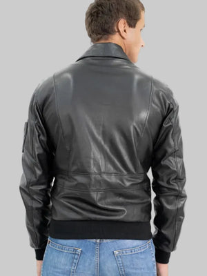 Men-Black-Leather-Bomber-Jacket-Back
