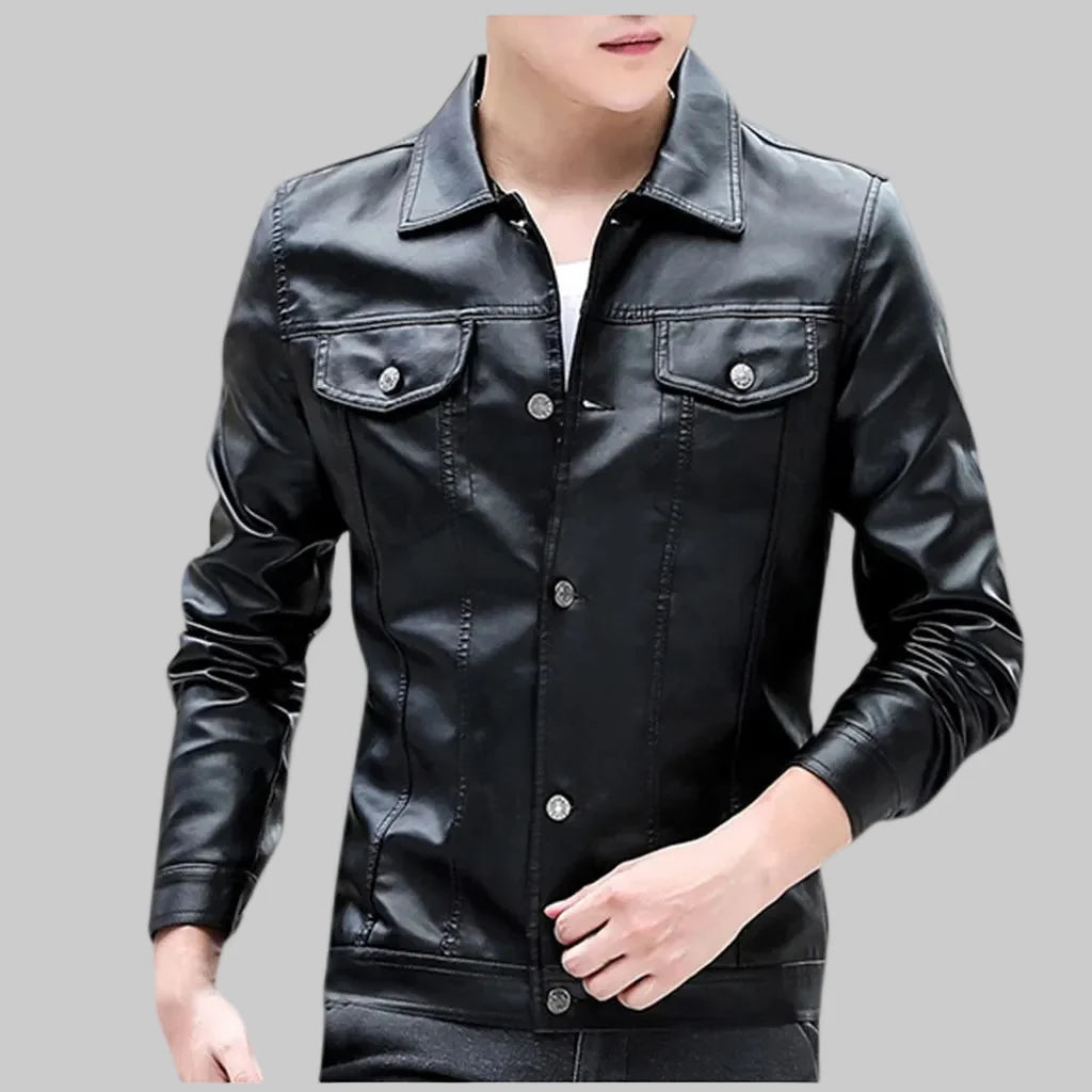 Men-Winter-Black-Leather-Jacket-Biker-Motorcycle-Jacket