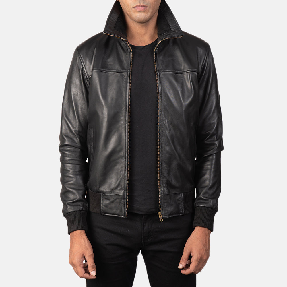 air-rolf-black-leather-bomber-jacket