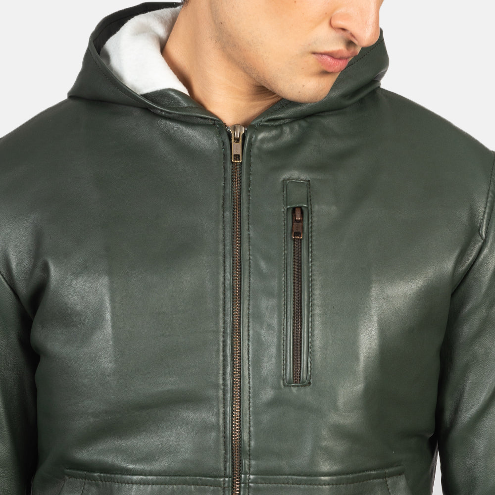 baston-green-hooded-leather-bomber-jacket