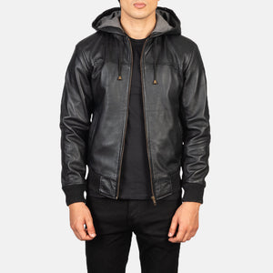 nintenzo-black-hooded-leather-bomber-jacket