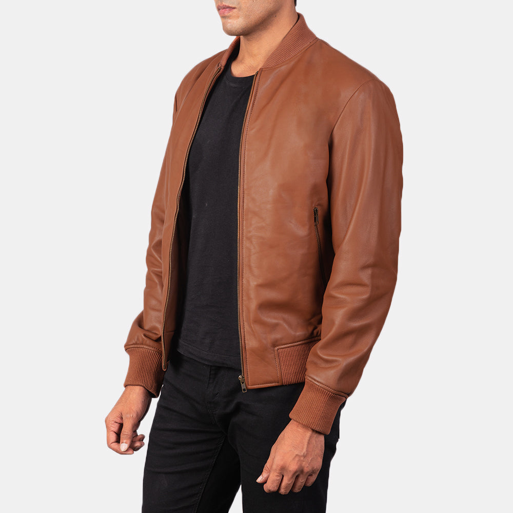 shane-brown-leather-bomber-jacket