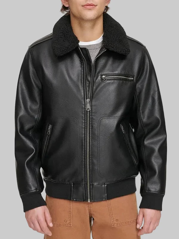 Mens-Black-Leather-Aviator-Bomber-Jacket-With-Sherpa-Collar