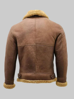 Mens-Brown-B3-Shearling-Sheepskin-WW2-Bomber-Leather-Flying-Aviator-Jacket-Back