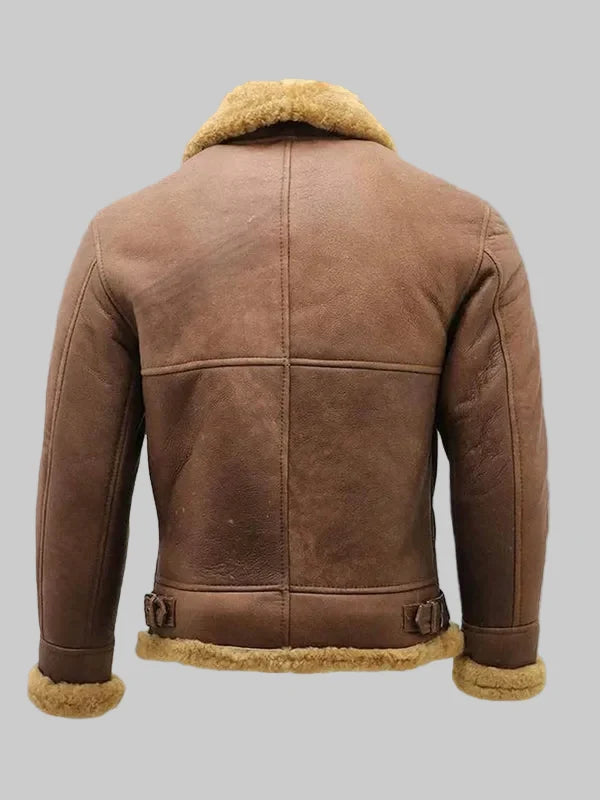 Mens-Brown-B3-Shearling-Sheepskin-WW2-Bomber-Leather-Flying-Aviator-Jacket-Back