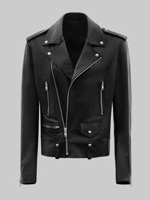 Mens-Classic-Lambskin-Black-Leather-Biker-Jacket
