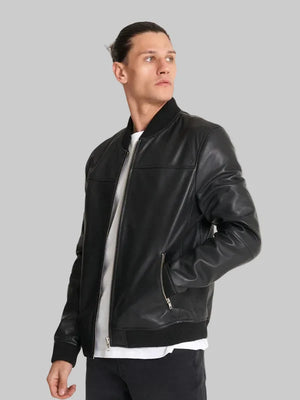 Mens-Fine-Milled-Black-Leather-Bomber-Jacket