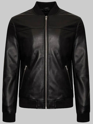 Mens-Fine-Milled-Leather-Bomber-Jacket-Black