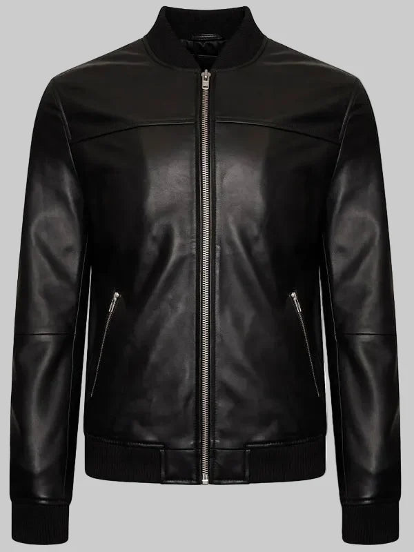Mens-Fine-Milled-Leather-Bomber-Jacket-Black