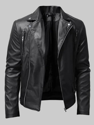 Mens-Leather-Jacket-Motorcycle-Black-Jacket