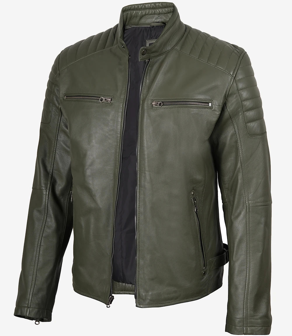 mens-olive-green-biker-style-leather-jacket